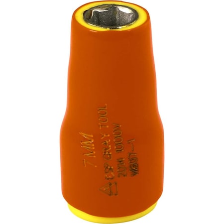 Gray Tools 7mm X 1/4" Drive, 6 Point Standard Length, 1000V Insulated M607-I